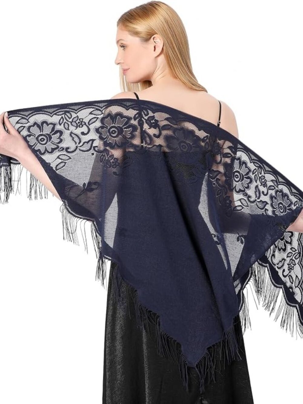 Women’s Lace Crochet Triangle Shawl Evening Wrap Wedding Bridal Prom Formal